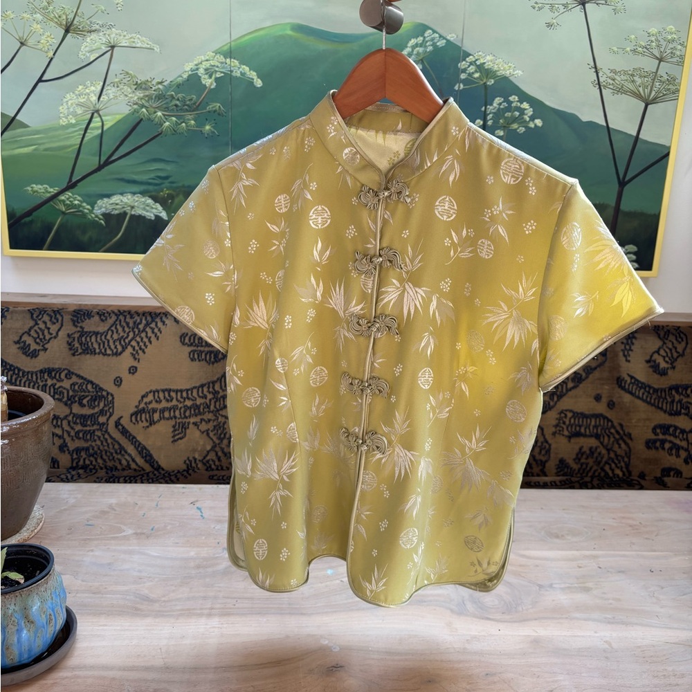 Vintage Yellow Green Cheongsam Top